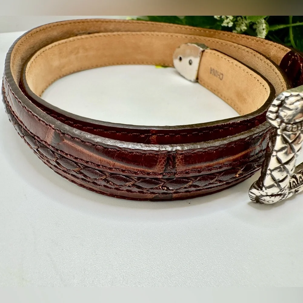 Vintage Brighton Women's  Brown Leather Belt Embelishments